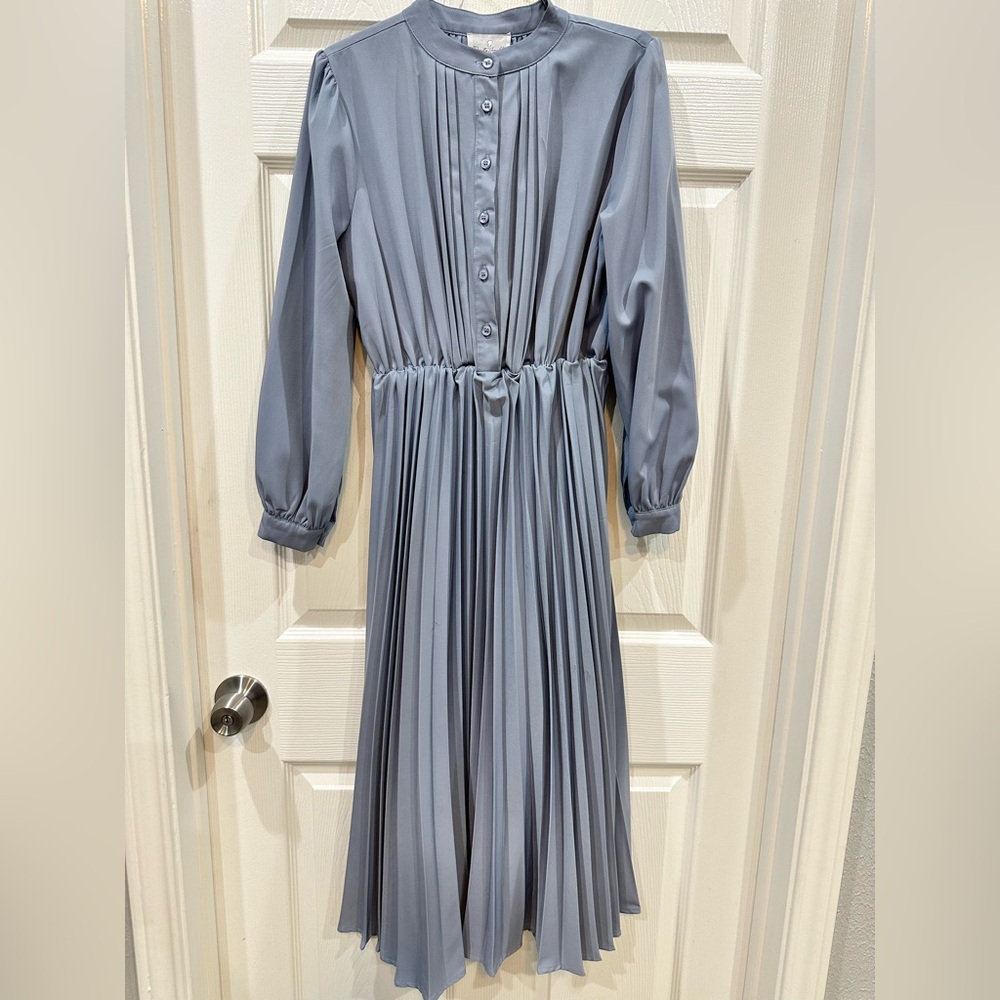 Dainty Jewells Blue Pleated Long Sleeve Dress
